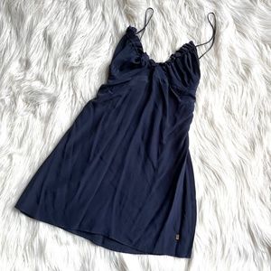 Tt Collection Navy Blue Baby Doll Silk Slip Dress